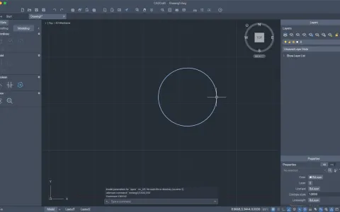 CADCraft with a circle drawn on the grid