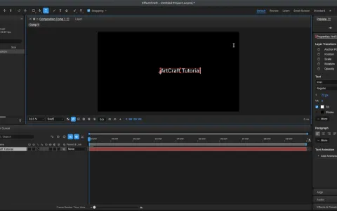 EffectCraft with ArtCraft Tutorial typed on the canvas