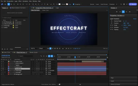 EffectCraft browser build playing the bundled intro