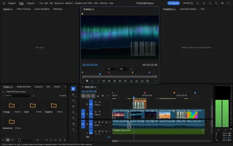 FilmCraft browser build playing the demo project