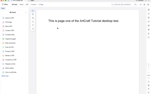 PdfCraft on macOS with the two-page test PDF open