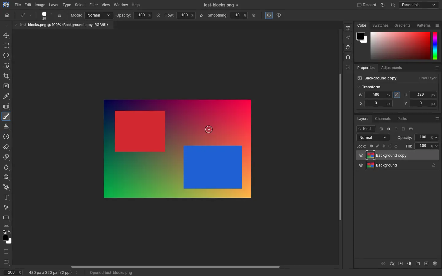 PhotoCraft layers panel showing Background copy above Background